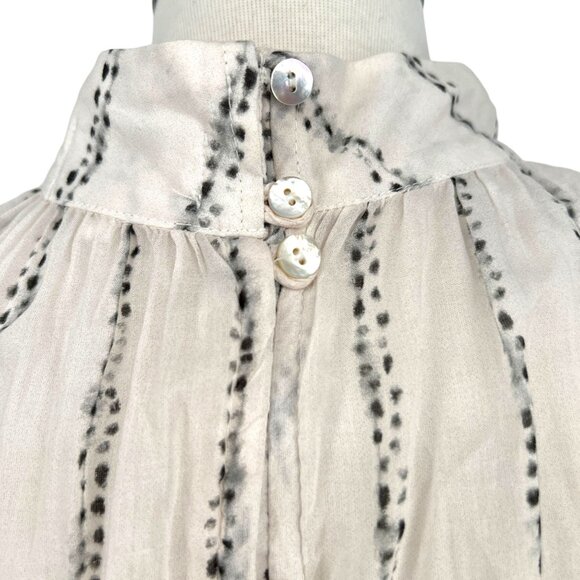 Bella Dahl High Neck Sleeveless Back Button Up Top White Black Size Large - Picture 5 of 11